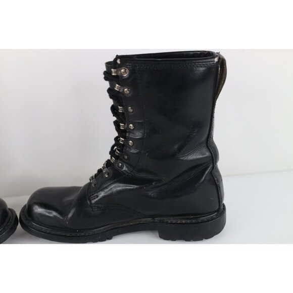 Vintage 80s 90s Mens 7 Distressed Leather German Military Combat Boots Black main image 3